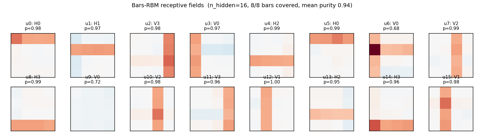 receptive fields, n=16